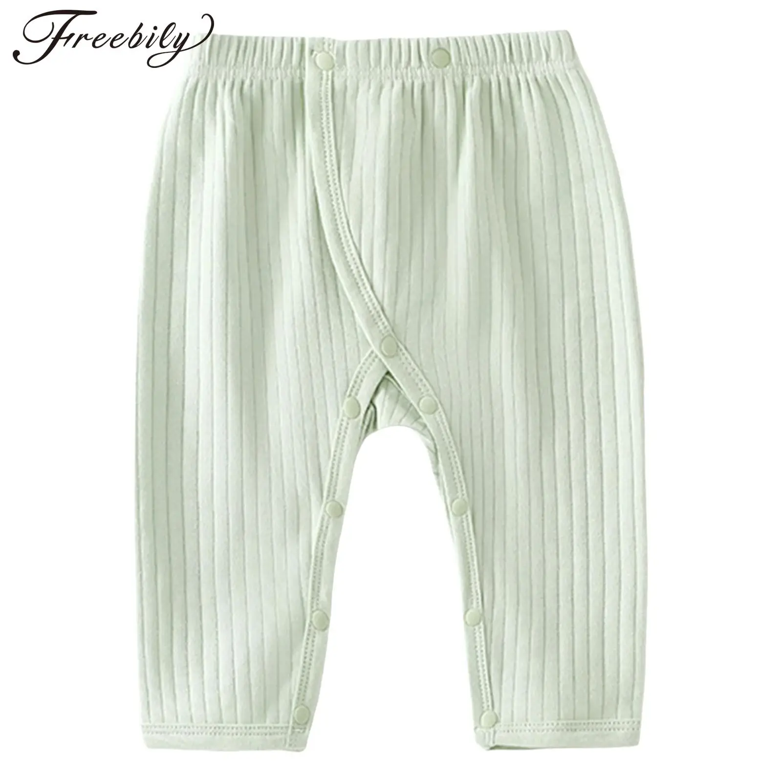 

Toddler Baby Boys Girls Summer Solid Color Elastic Waistband Press Button Ribbed Pants Infant Trousers Leggings Daily Home Wear