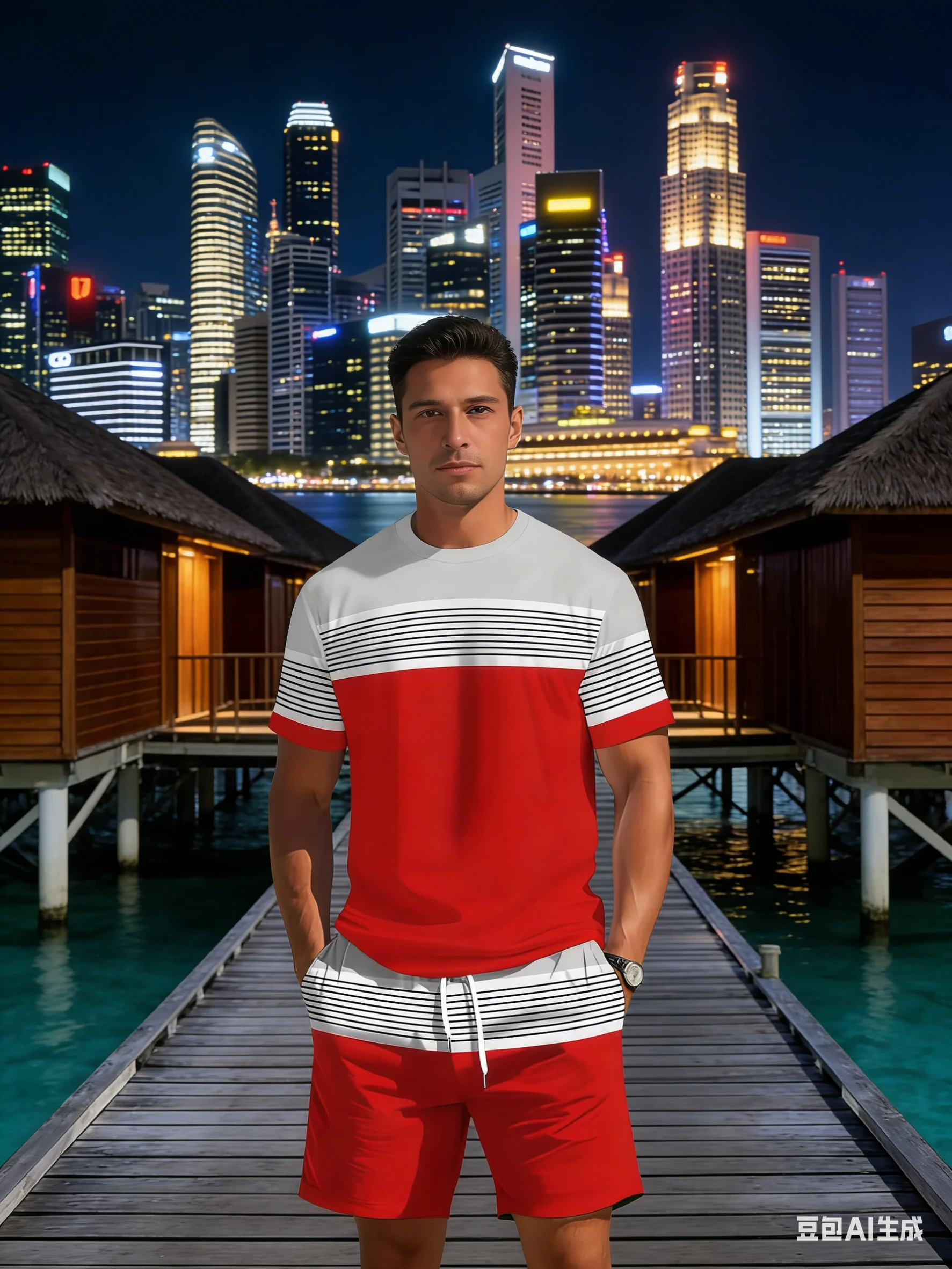 New Summer Men's Sportswear Striped Short-Sleeve T-Shirt Set Two-Piece Outdoor Travel Apparel Relaxed-Fit Shorts Training Wear view 5