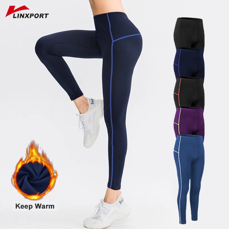 

Female Long Trouser Gym Clothes Fleece Lined Jerseys Yoga Running Pants Compression Capris Durable Rash Guards High Waist Tights