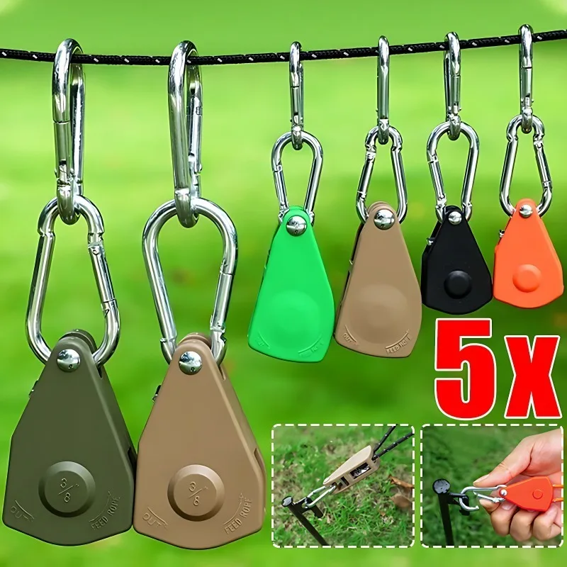 Camping Wind Rope Buckle Tightener Rope Hook Camping Tent Tie Down Pulley Hook Ratchet Outdoor Wheel Ratchet Accessories