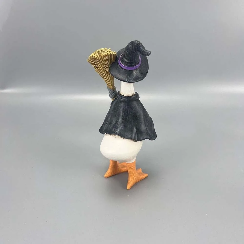 Creative Halloween Duck Figurine Waterproof Durable Resin Goose Statue Colorfast Vivid 3D Ghost Pumpkin Sculpture