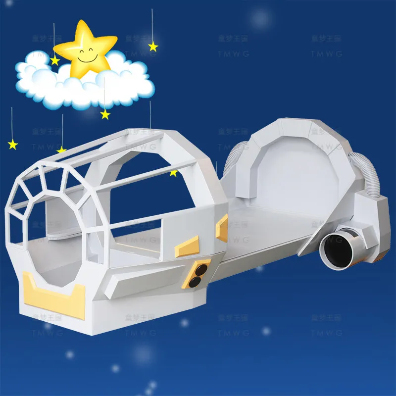 

Creative kids bed, spaceship bed, aviation single layer solid wood theme bed, airplane bed