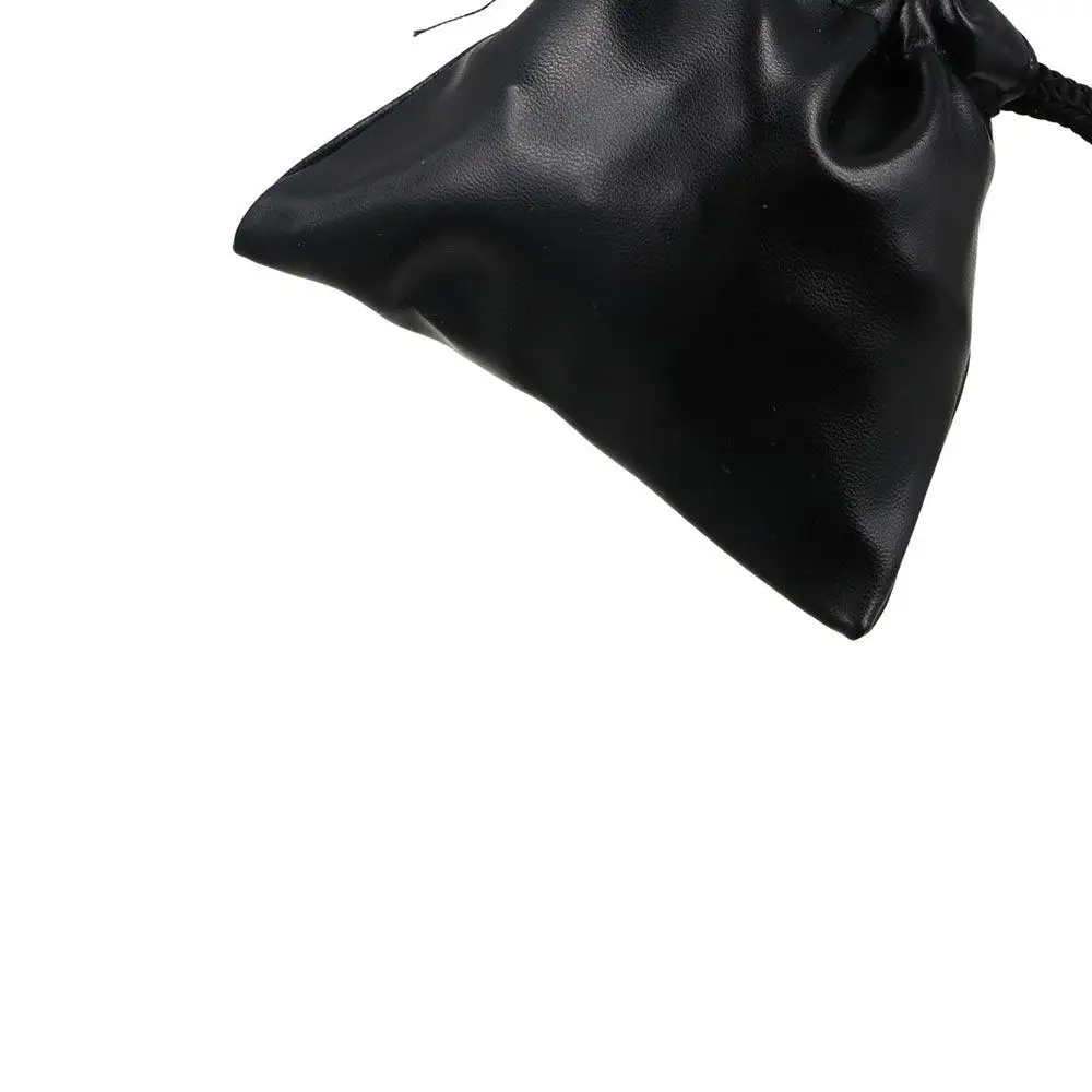 Multi-functional PU Leather Headphone Bags Black Dust-proof Earphone Cable Pouch Draw String Bag Drawstring Bag Makeup