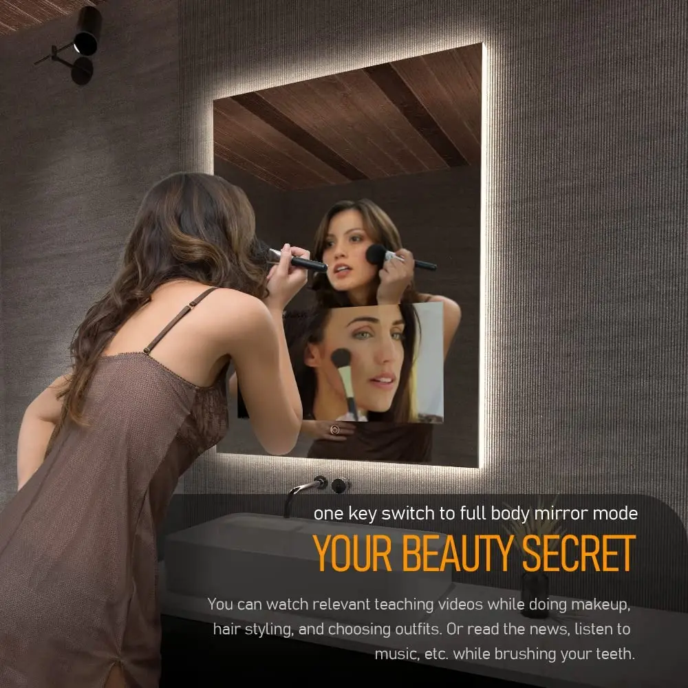 Factory Wholesale Smart Mirror Bathroom Anti Fog Bathroom Magic Mirror With Led Light Android WIFI Smart Bathroom Tv Mirror