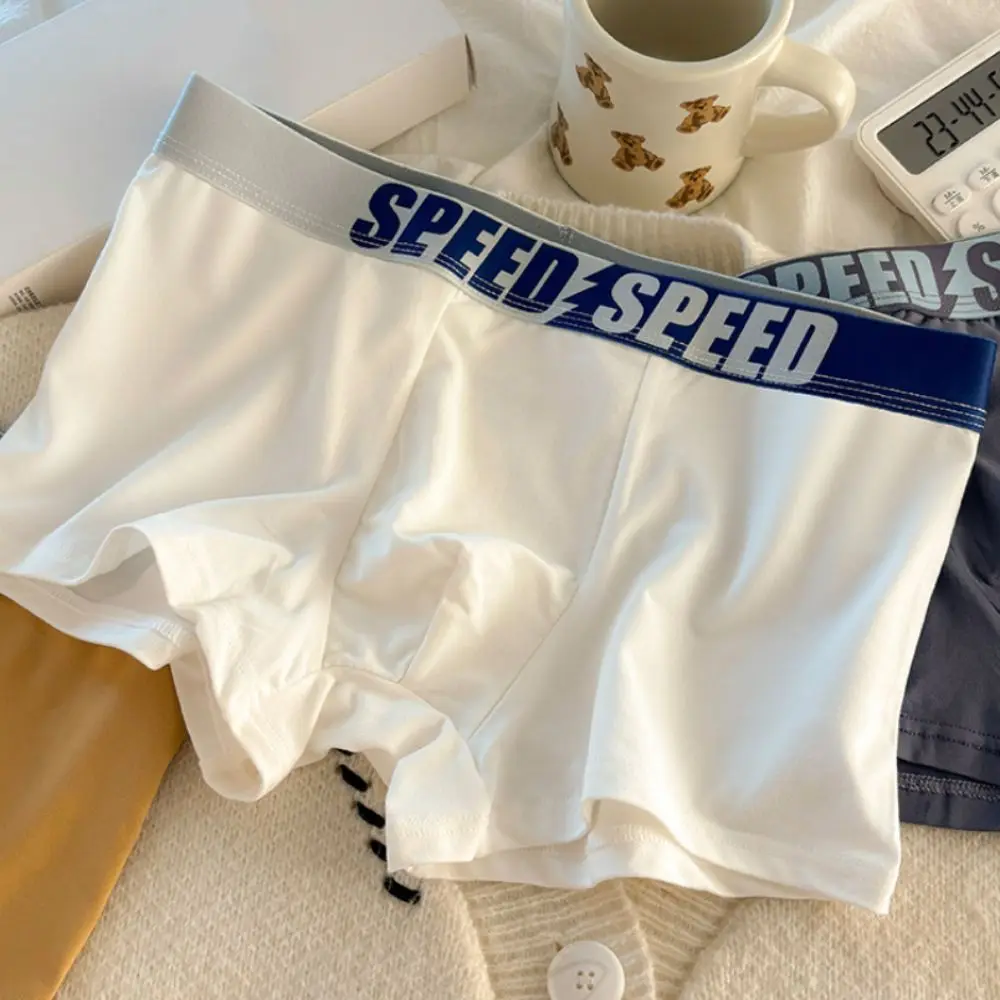 3PCS Fashion Plus Size Men's Boxer Briefs Seamless Mid Waist Letter Printed Panties Lingerie Elastic Underwear for Man Male