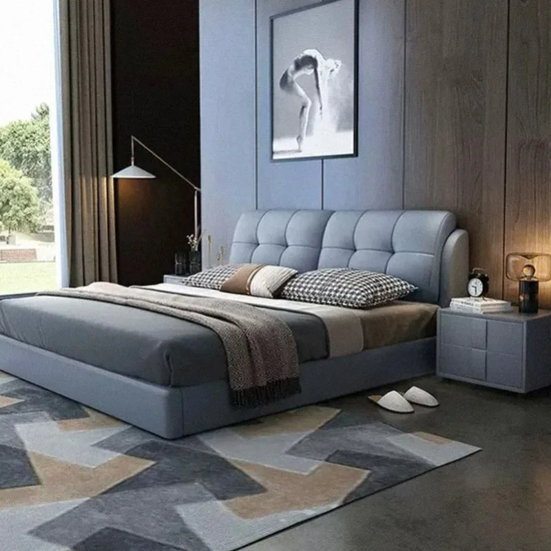 Double Queen Bed Frame Wooden Floor Design European Princess Luxury Princess Bed Girls Safe Letto Matrimoniale Trendy Furniture