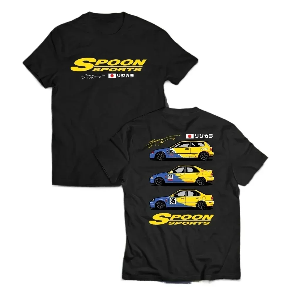 Men Cotton T-shirt Rs Grey Sports Car Coupe Women Tshirt Honda Civic Spoon Sport EG EK ESI JDM Japan Car Automotive T Shirt Tops
