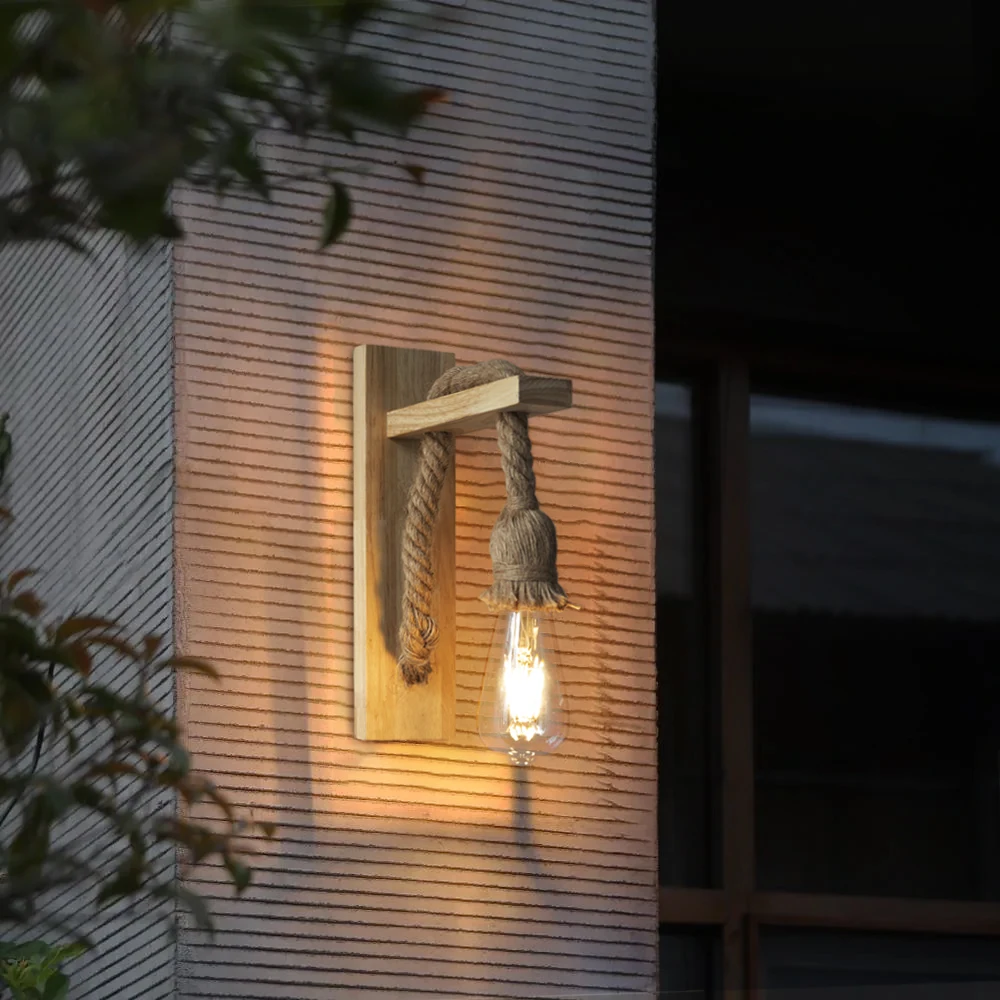 Wood Wall Lamp Nordic Retro Industrial LED Wall Lights Restaurant Bar Coffee Shop Home Interior Loft Vintage Hotel Lights