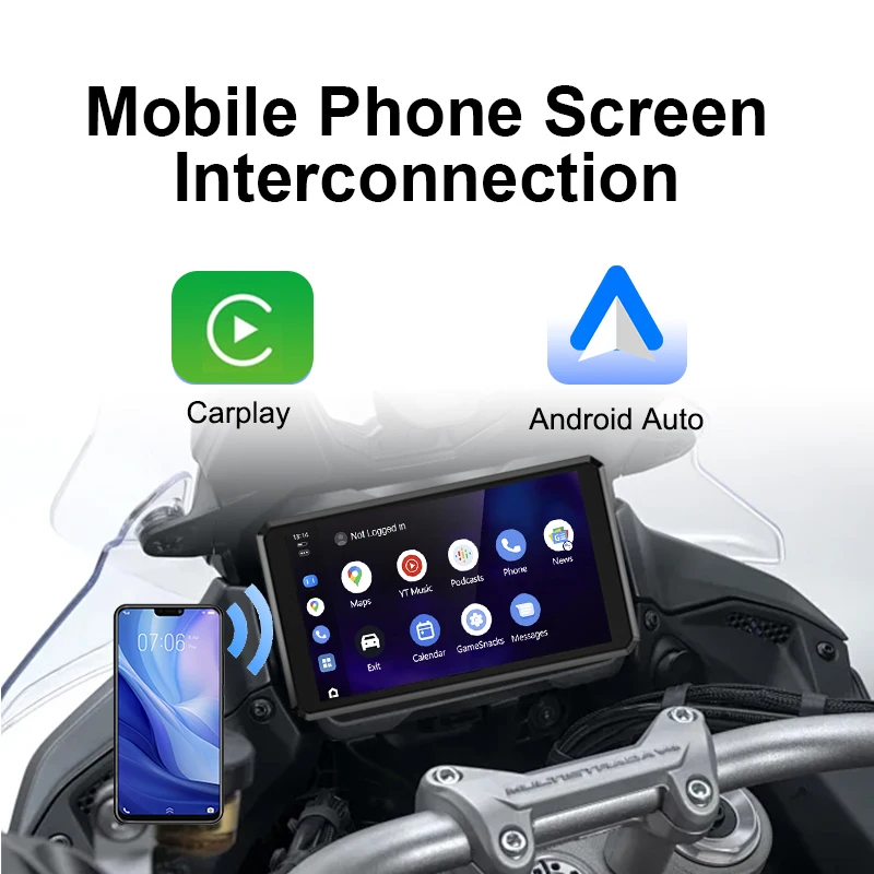 Motorcycle Carplay-5.5 Inch GPS Navigation Display Touch Screen Waterproof GPS Dual Cameras TPMS Support Carply & Android Auto