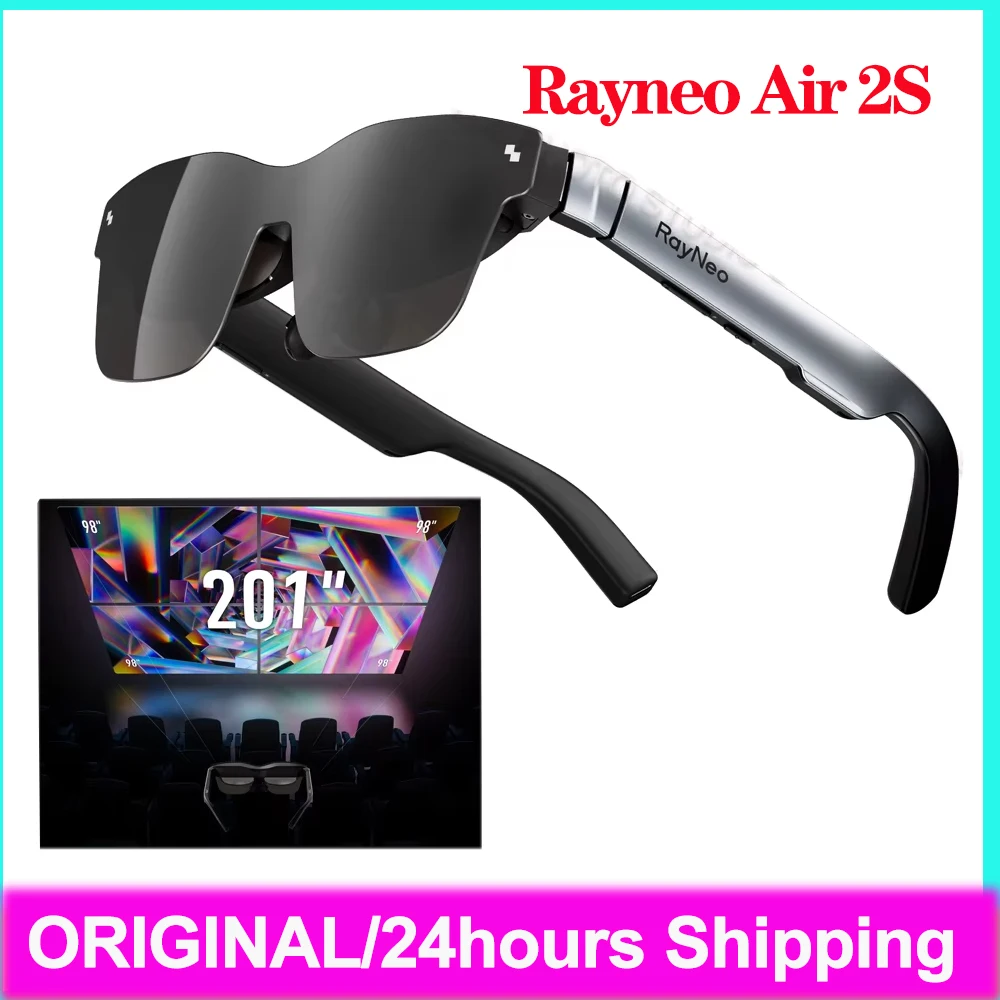 TCL Rayneo Air 2S Smart AR XR kacamata 201 ", layar raksasa ultra-terang tampilan 120Hz kacamata dengan JoyDock saku TV untuk iPhone