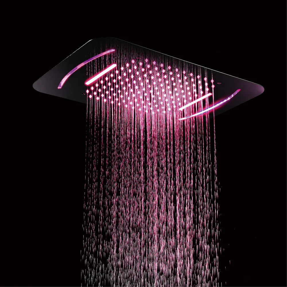 M Boenn  Brushed Gold Smart LED Shower System Embedded High Pressure Rain LED Showerheads Bathroom Thermostatic Shower Faucets