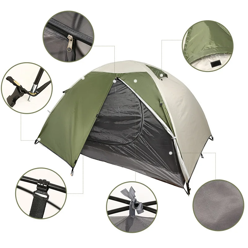 

Ultra-Light Double-Layer Four-Season Outdoor Camping Tent Quick Automatic Opening Hand-in-Hand Rainproof Windproof One Bedroom