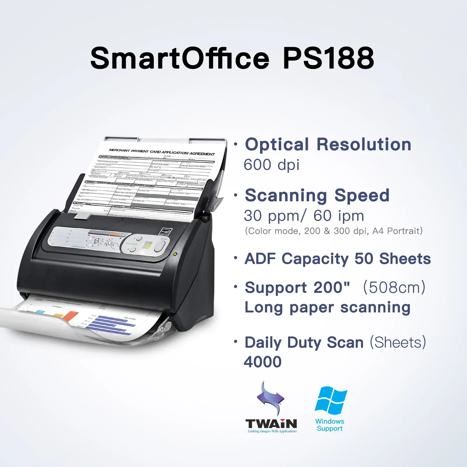 Scanner de documents - Scanner couleur duplex haute vitesse de bureau, scanner A4 / A3 OCR inclus