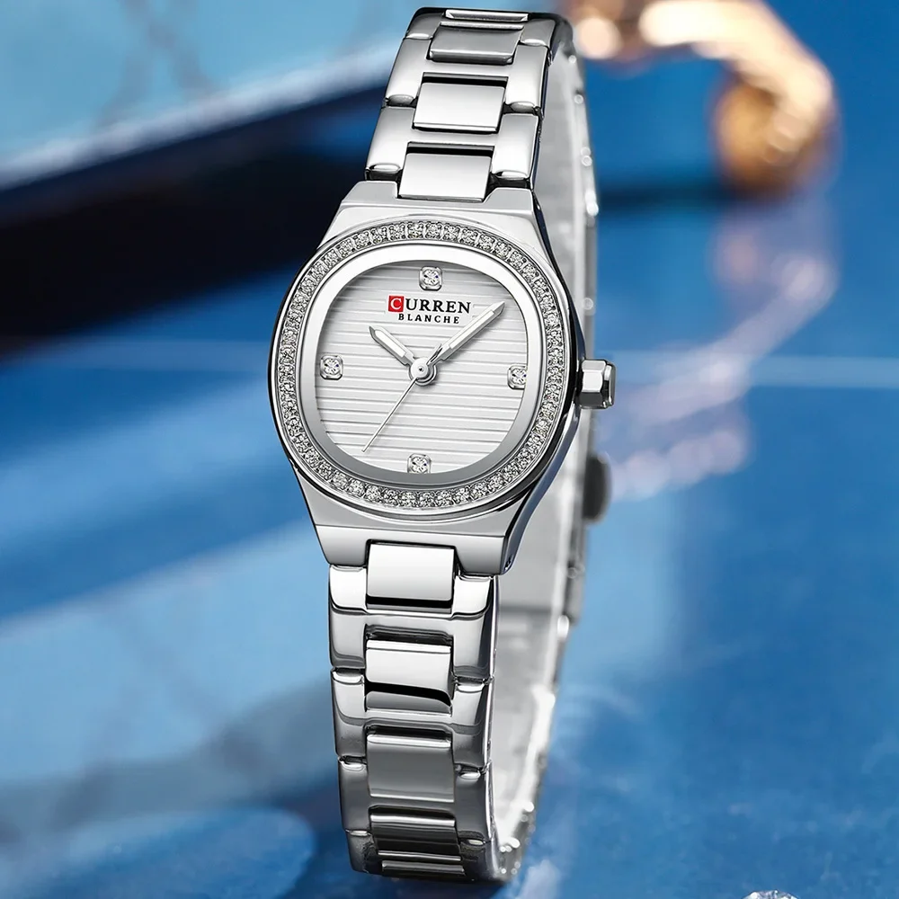 CURREN Ladies Watch 9101 NEW 2024 Luxury Diamond Studded Small Dial Luminous Waterproof Steel Watch For Women Relogios Feminino