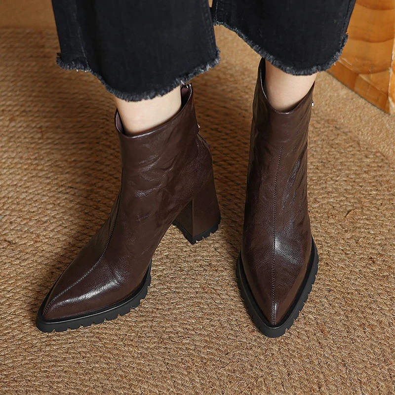 

Женские ботильоны на высоком каблуке. Массивные дизайнерские туфли с острым носком. Роскошные модные зимние ботинки Botas 2025 года. Сексуальные туфли-лодочки. Элегантные женские ботинки.