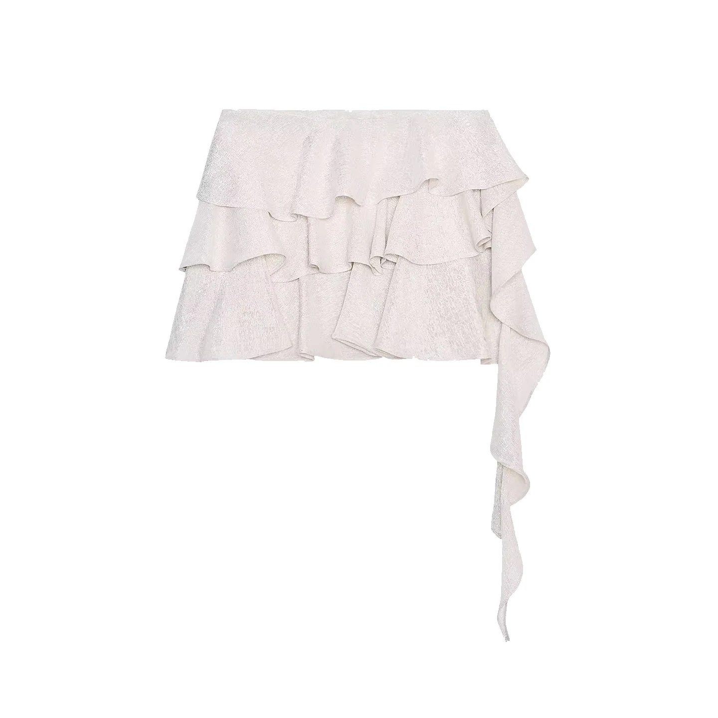 

Faion Asymmetric Decorative Layered Skirt Women's Sle High Waist A-Line Polyester Fiber Ci Walk Zipper Closure