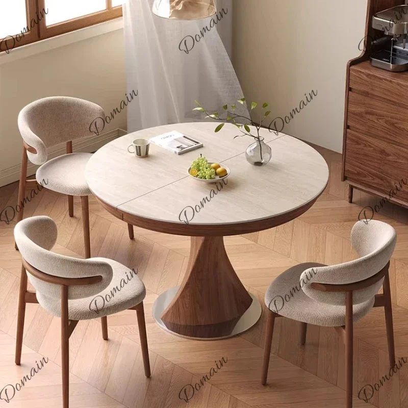X Home Household Rock Slab Retractable Folding Square And Round Dual Purpose Dining Table And Sets 4 Chairs Dining Rooms Pliante