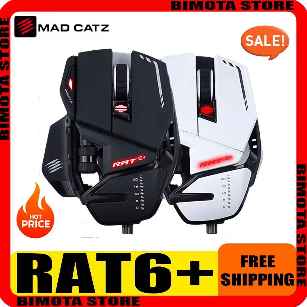 

Mad Catz RAT6+ Gaming Mouse Wired Mechanical Marines Weights Computer gamer RGB Mouse Space razer mause bluetooth