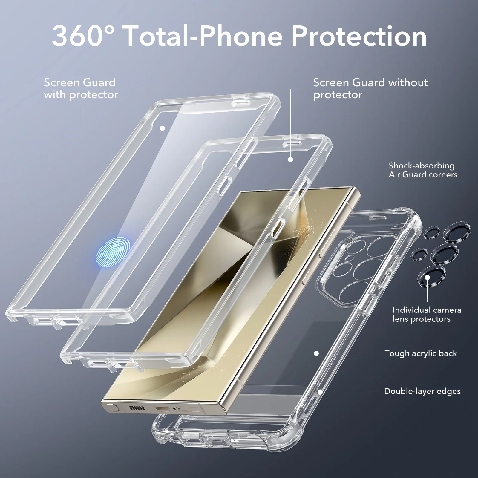 Etui ESR z serii Armor do Samsunga Galaxy S24 Ultra, pełna ochrona obudowy, osłona przednia z ochraniaczem ekranu — zdjęcie produktu 3