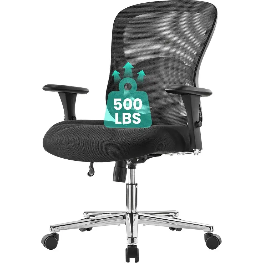 

Эргономичное офисное кресло из сетки для высоких и крупных людей, выдерживает до 227 кг, удобное сиденье с подлокотниками, черное