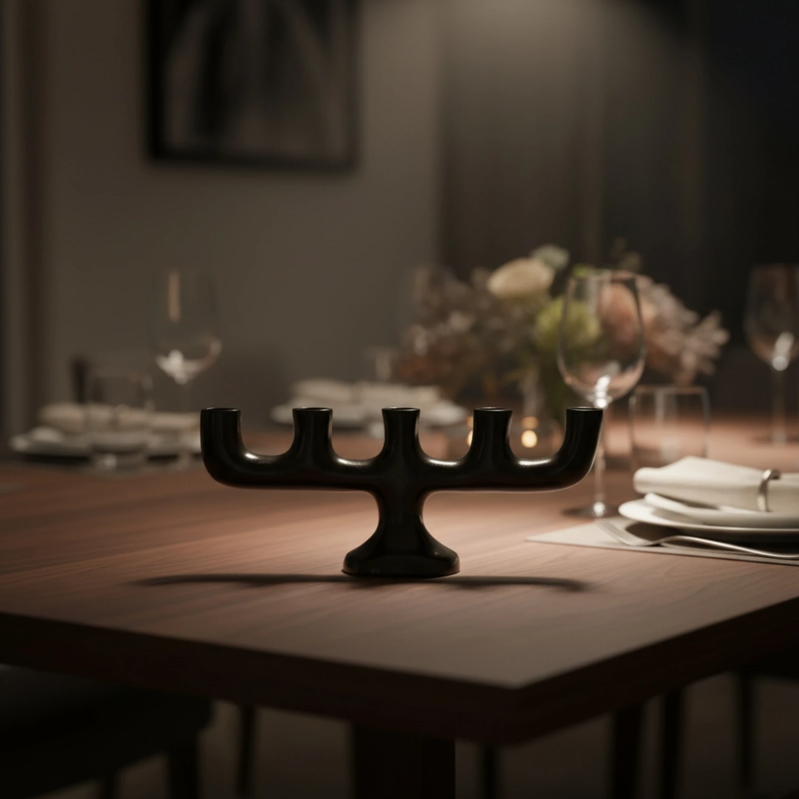 Five-Head Candlestick Holder Black Candlestick Holder with Five Heads 5-Arm Candelabra Aluminum Candelabra with 5 Arms Elegant