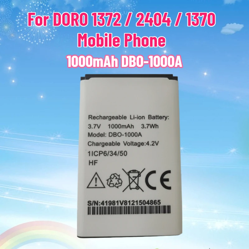 

New 1000mAh DBO-1000A Battery For DORO 1372 / 2404 / 1370 Mobile Phone