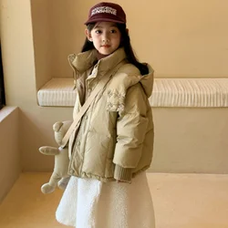 Girls Down Coat Overcoat Jacket Windbreak Outerwear 2024 Khaki Winter Autumn Sport Warm Christmas Gift Children's Clothing