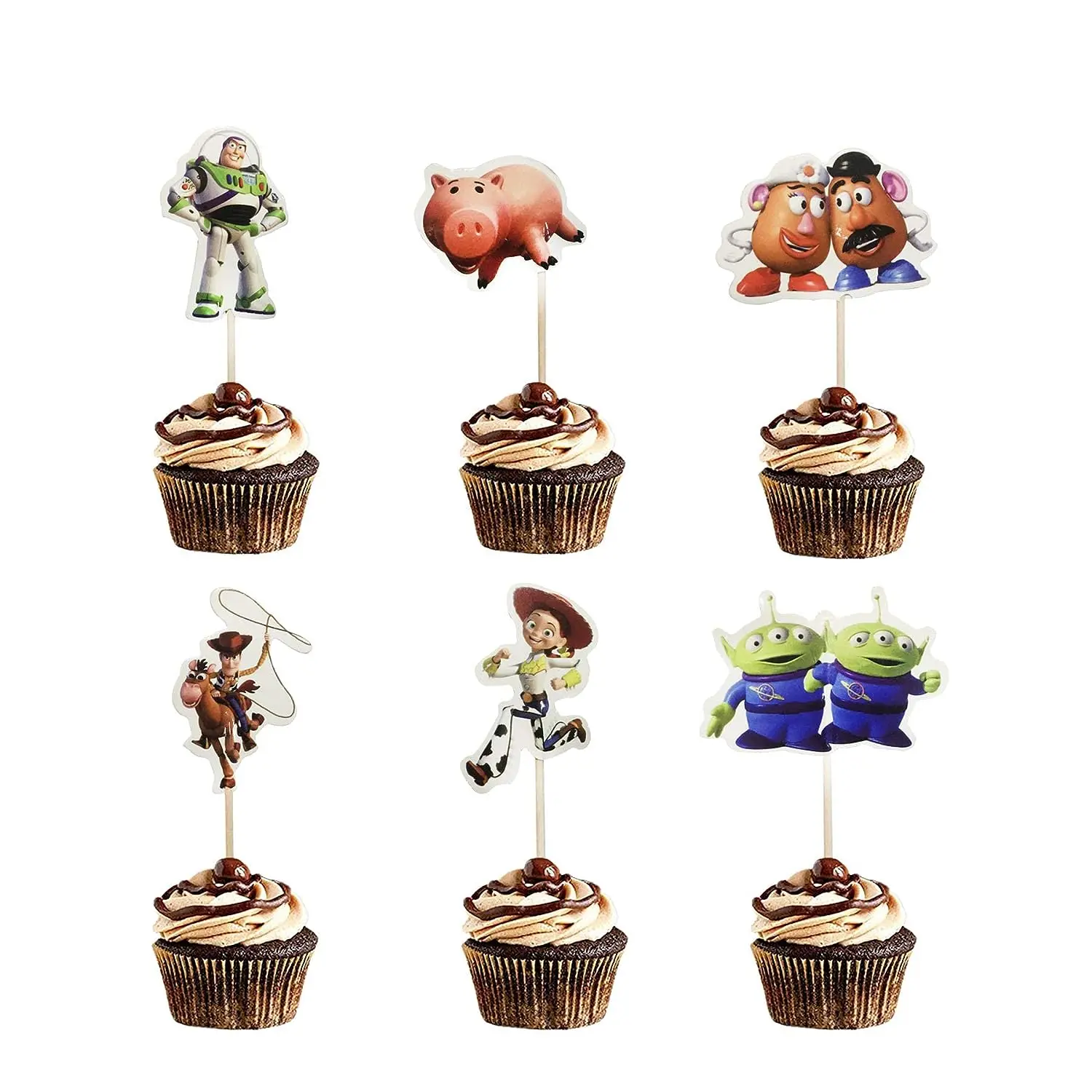 24Pcs Toy Story Cake Decoration Cupcake Toppers for Kids Birthday Party Decoration Party Favors Baby Shower Supplies