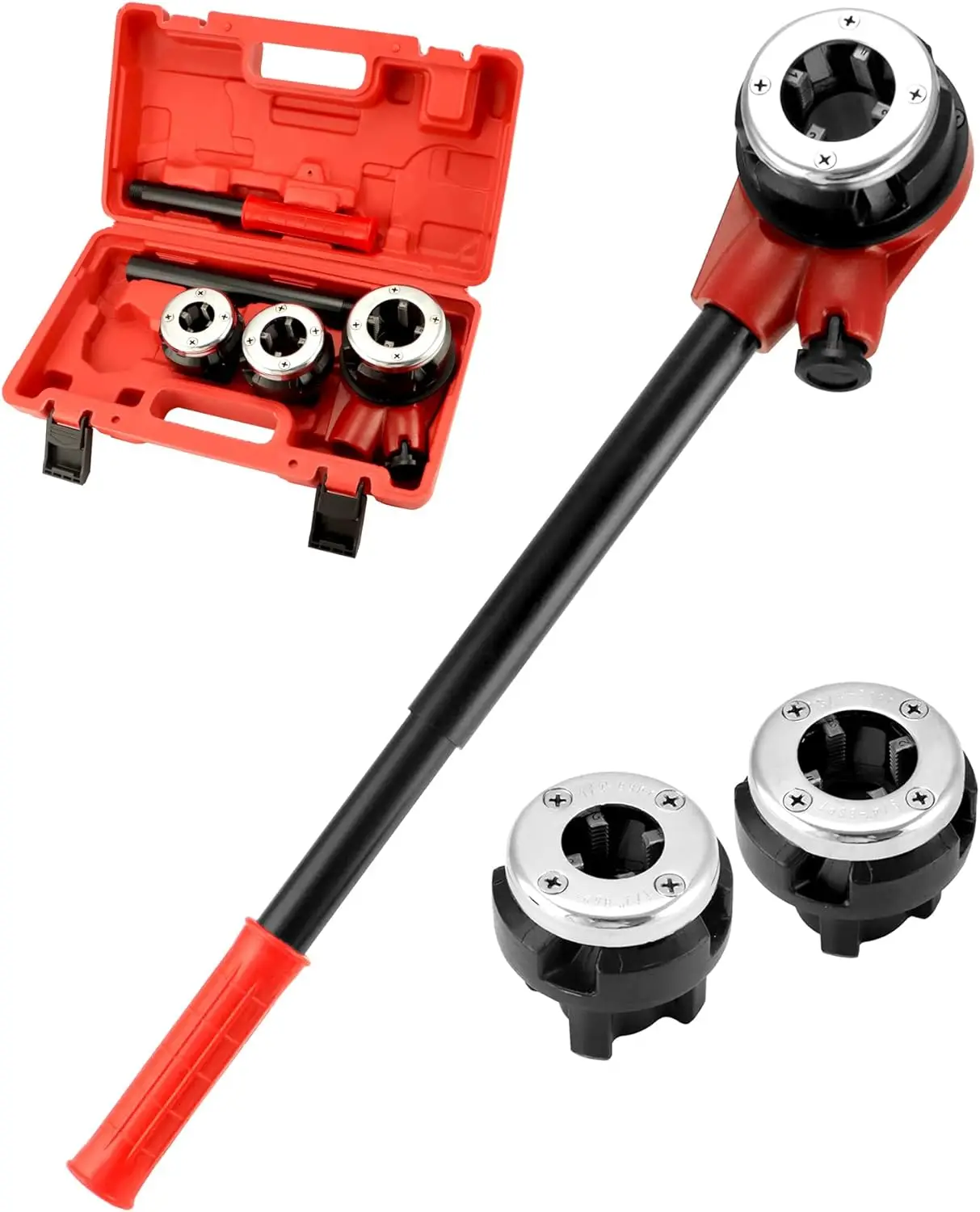 

BSPT Ratchet Pipe Threading Kit, 3 Die Set for 1/2', 3/4', 1' Pipes