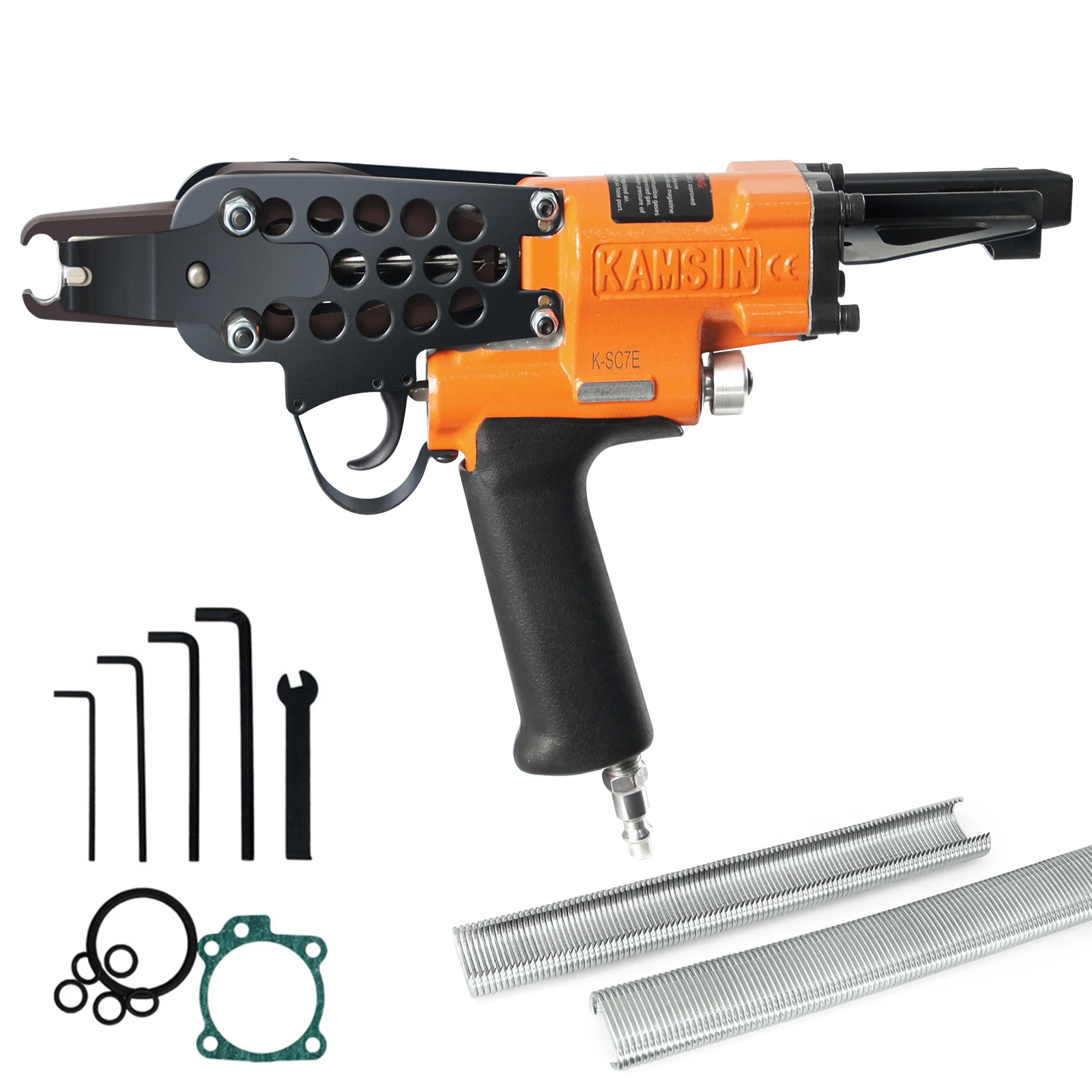 

KAMSIN K-SC7E Пневматический пистолет с C-образным кольцом 15 калибра, длинный нос, диаметр 7 мм, скобы с короной 3/4, плоскогубцы для кольцевого пистолета для свиней для птиц Ca