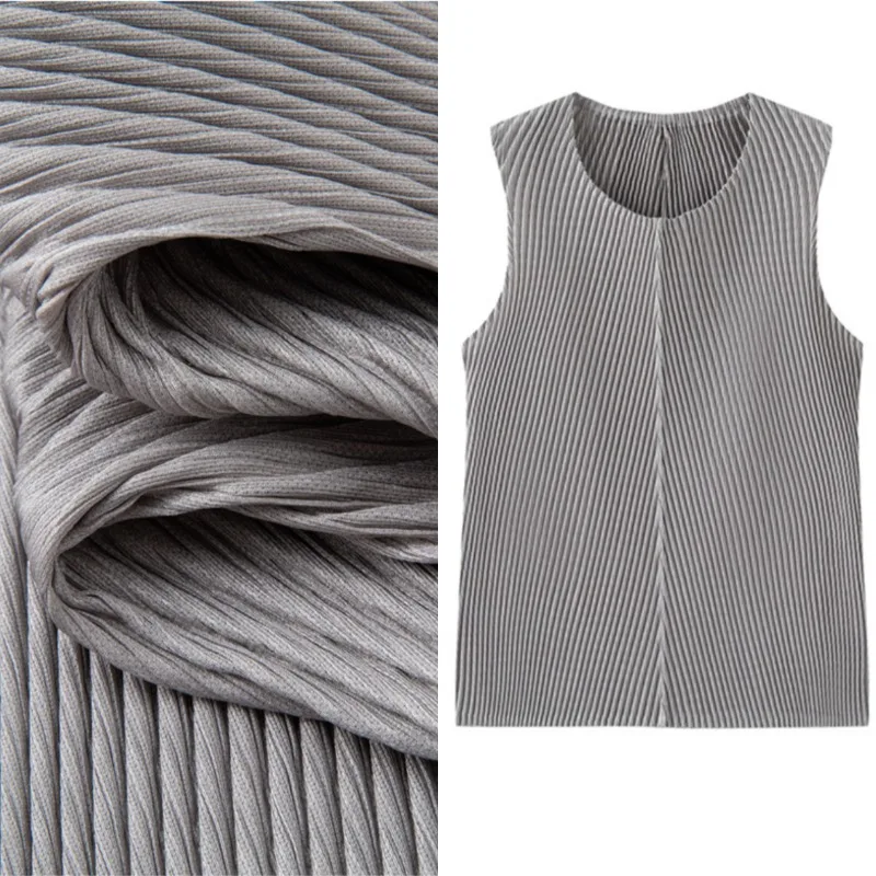 Miyake Pleated Tank 2026 Summer New Simple Versatile Dragon Scale Pleats Solid Color Camisole Women Slim Fit Sleeveless Fold Top