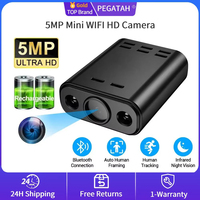 5MP HD Mini WiFi Camera Built-in Battery, Human Tracking IR Night Vision IP Remote Monitoring Portable Body Cam