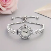 1 pièce d'une montre à quartz élégante pour femme, associée à une luxueuse embellissement de strass - bracelet simulé en or 4