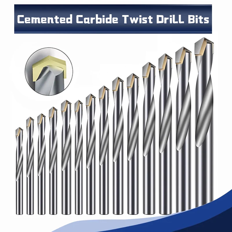 3mm To 16mm Tungsten Steel Cemented Carbide Twist Drill Bits Metal Drill YG Alloy Blade for S Steel Copper Aluminum Zinc Alloy