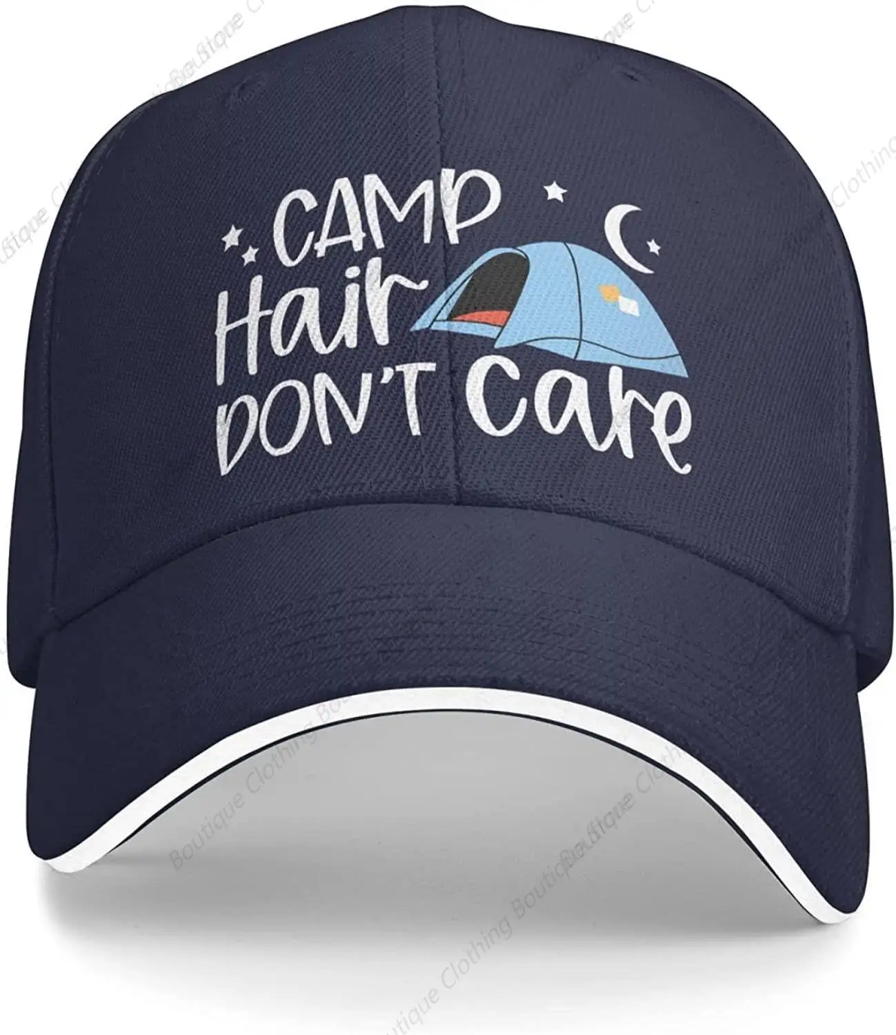 Tent Camper Hat Camping Hair Don't Care Hat for Women Baseball Hat Funny Caps