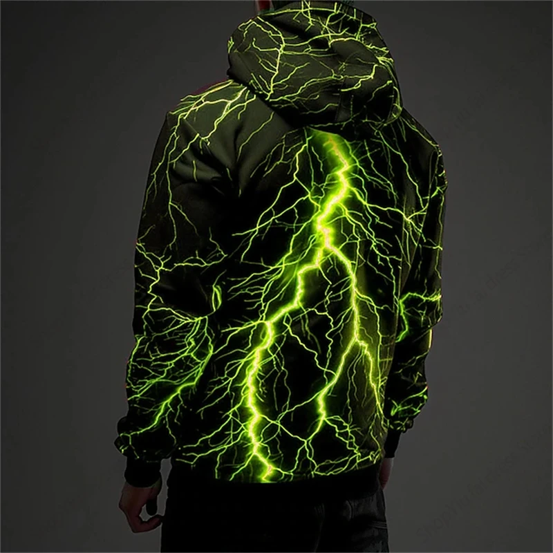Nueva Sudadera con capucha con estampado 3d de iluminación Retro para hombre y mujer, sudaderas con capucha a la moda, abrigo para niño, sudaderas para mujer, chándal de calle de gran tamaño para adolescentes