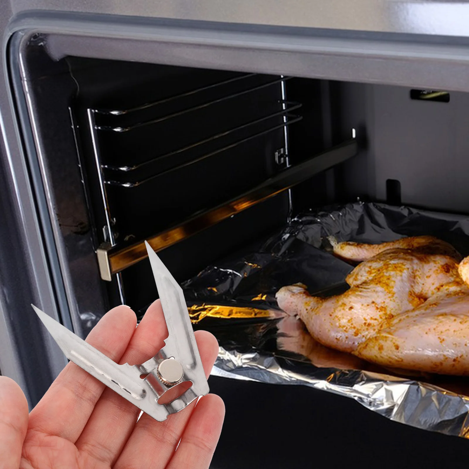 2 Tenedores para Pollo Asado, Tenedor para Asar Carne de Acero Inoxidable para Parrilla, Horno, Freidora de Aire, Utensilio de Cocina, Herramienta para Barbacoa