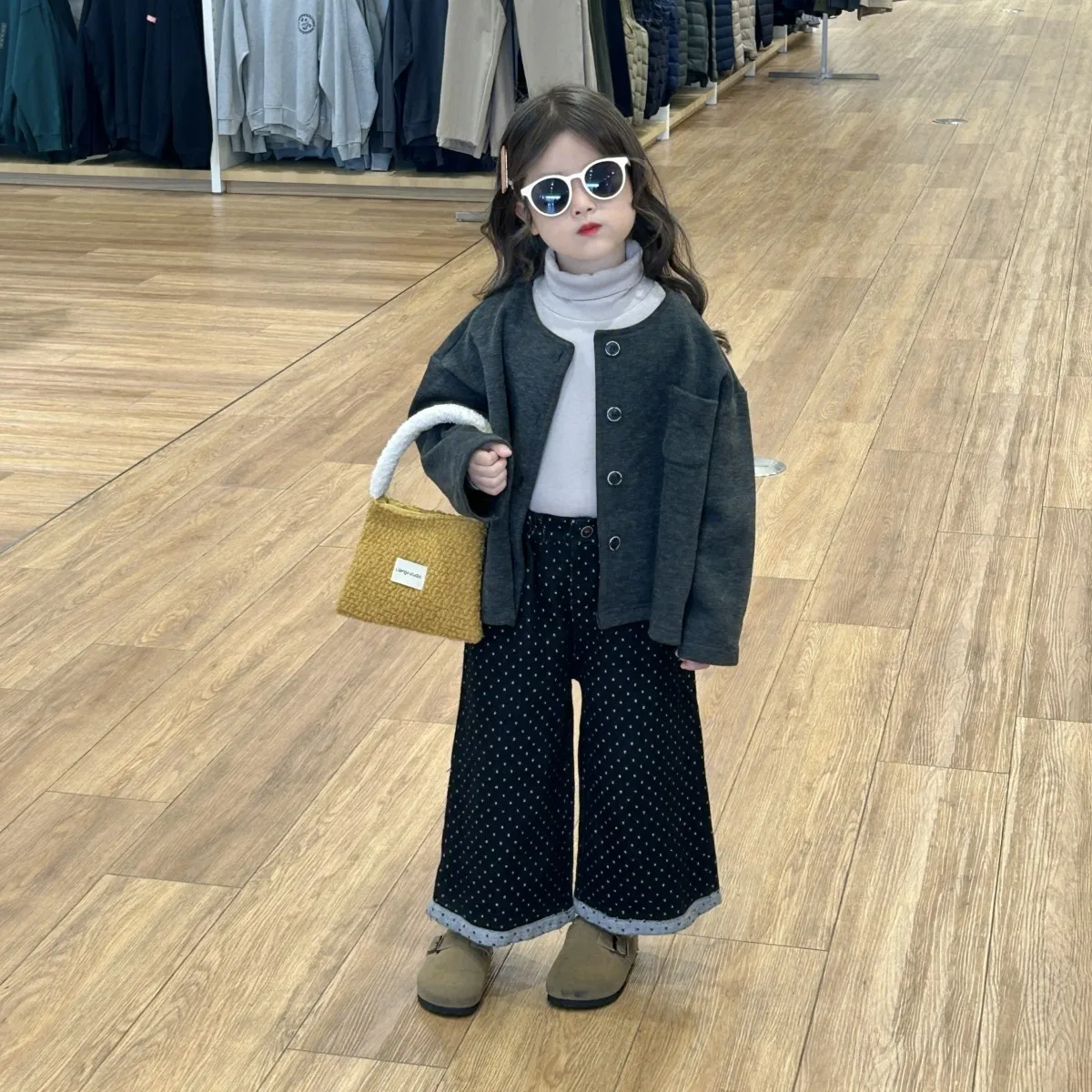 2025 Autumn and Winter Korean New Style Baby Girl Fashion and Simple Keep Warm Thick Grey Kids Comfortable Coat