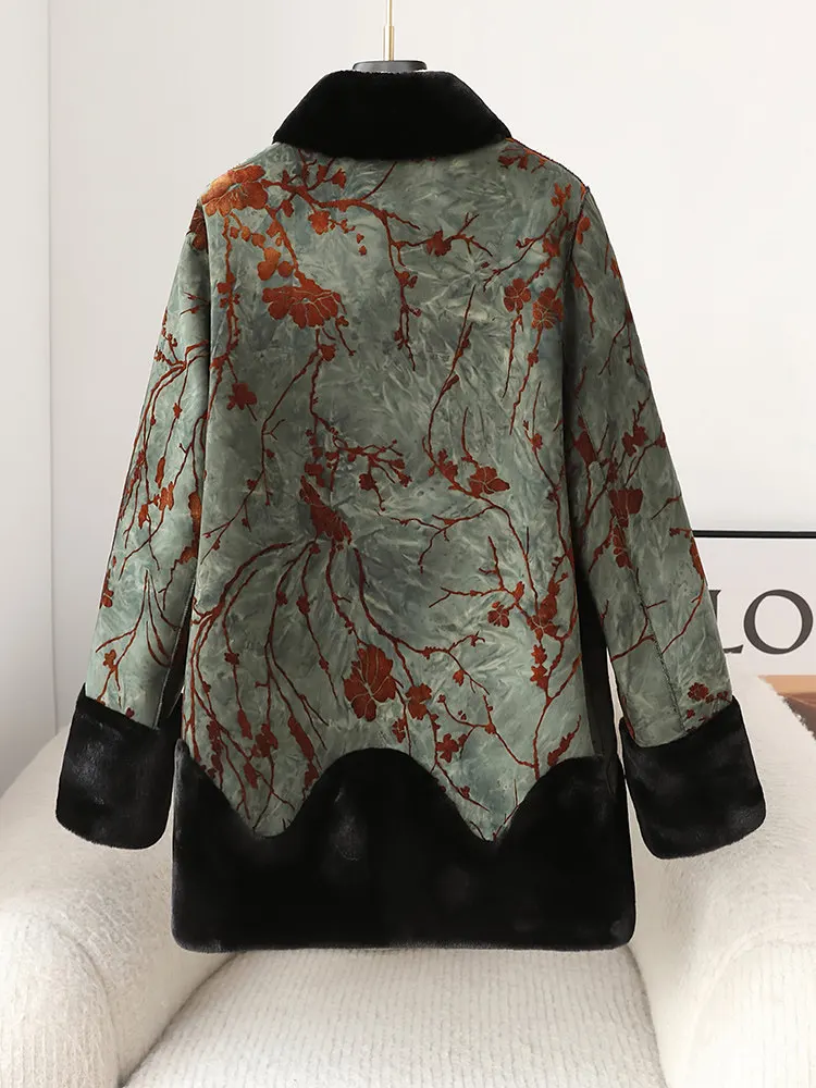 Abrigo de mamá, elegante para mujer, piel de visón, piel para personas de mediana edad y mayores, piel de visón dorada, abrigo de abuela