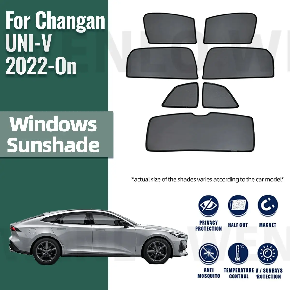 

For Changan UNI-V 2022 2023 2024 Front Windshield Frame Curtain Magnetic Car Sunshade Shield Rear Side Window Sun Shade Visor