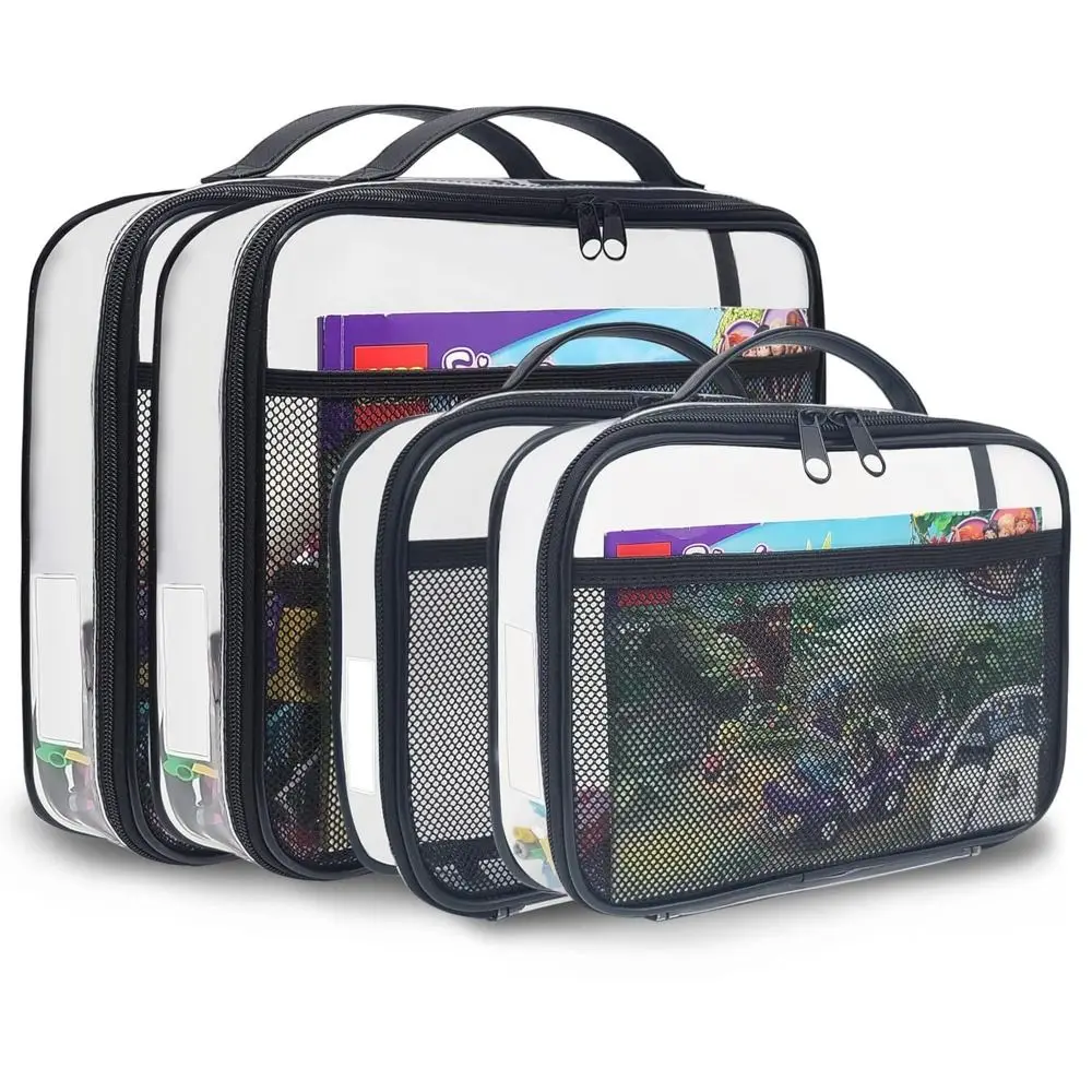 Large Capacity PVC Transparent Mesh Storage Bag Zipper Bag Waterproof Makeup Storage Bag Casual Portable Toy Packaging Bag