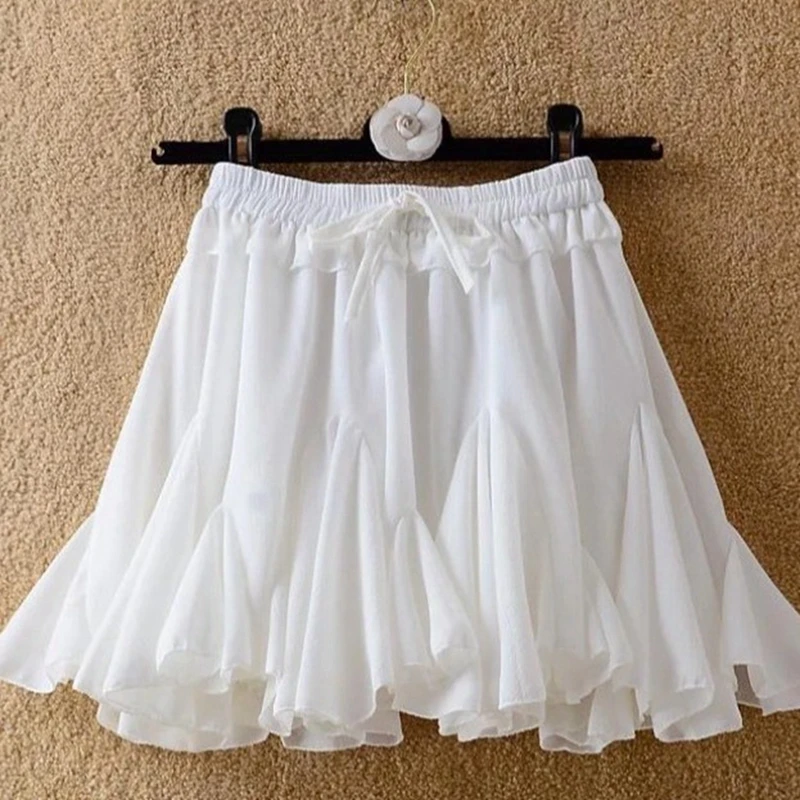 Women's Skirts Summer Half-body White Ruffle Irregular Pleated Slim A-line Short Skirt