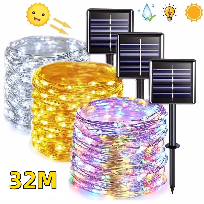 42M 400Leds Outdoor Waterproof Solar Led Light Outdoor Garland Solar Power Lamp Garden Lights Christmas Party Garden Decoration