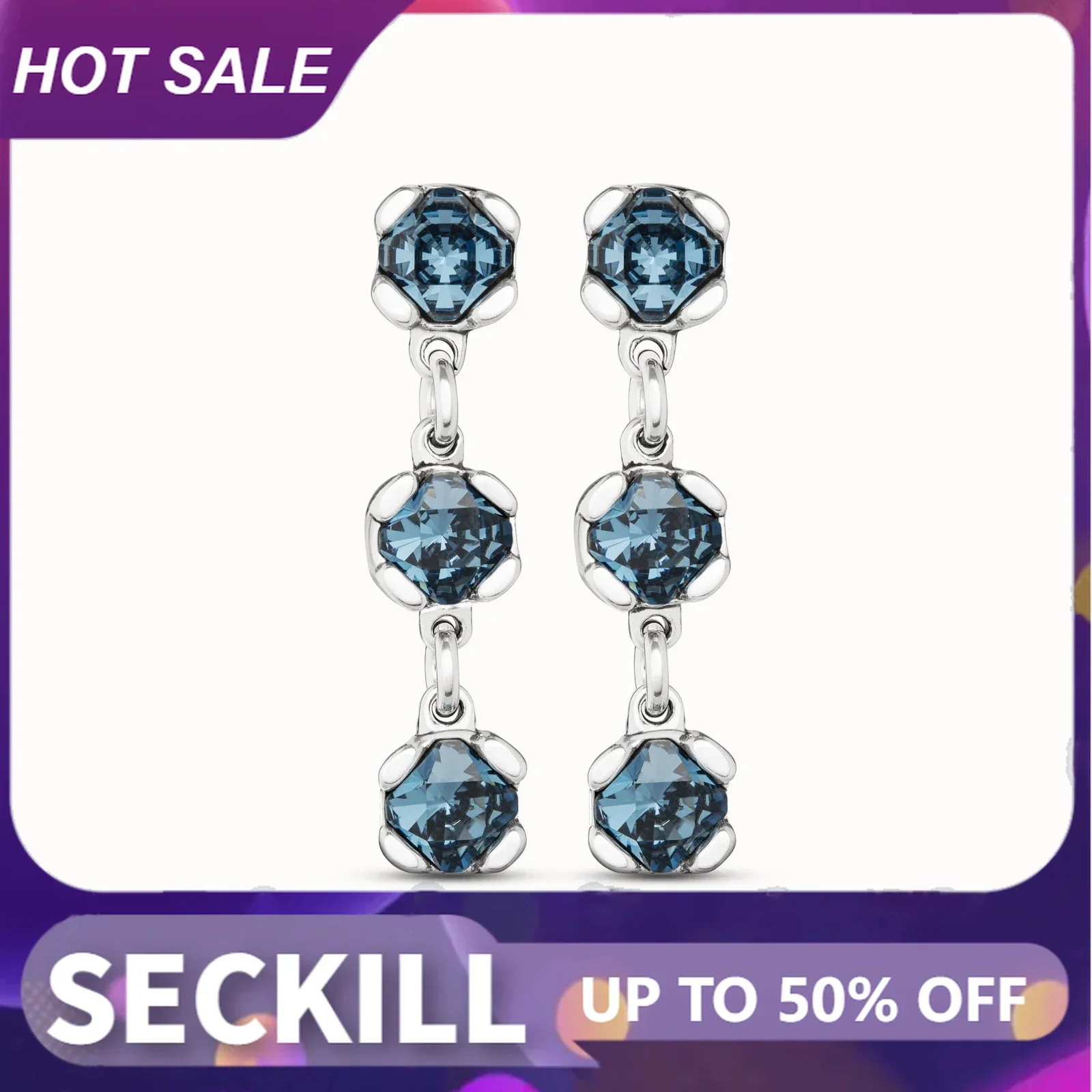 2025 AHAUNO Original New Product Spain Jewelry Fashion Long Style Tassel Blue Crystal Earrings Women's High Quality Gift