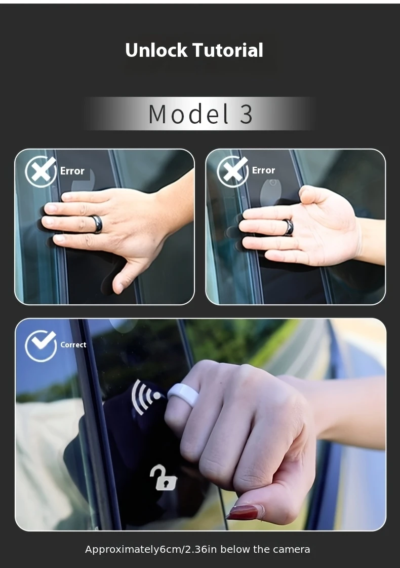 Für Tesla Model 3 Model Y NFC Smart Ring Keramik-Autoschlüssel-Chip Ersatz-Schlüsselanhänger, Ohne Batterie – Detail 7