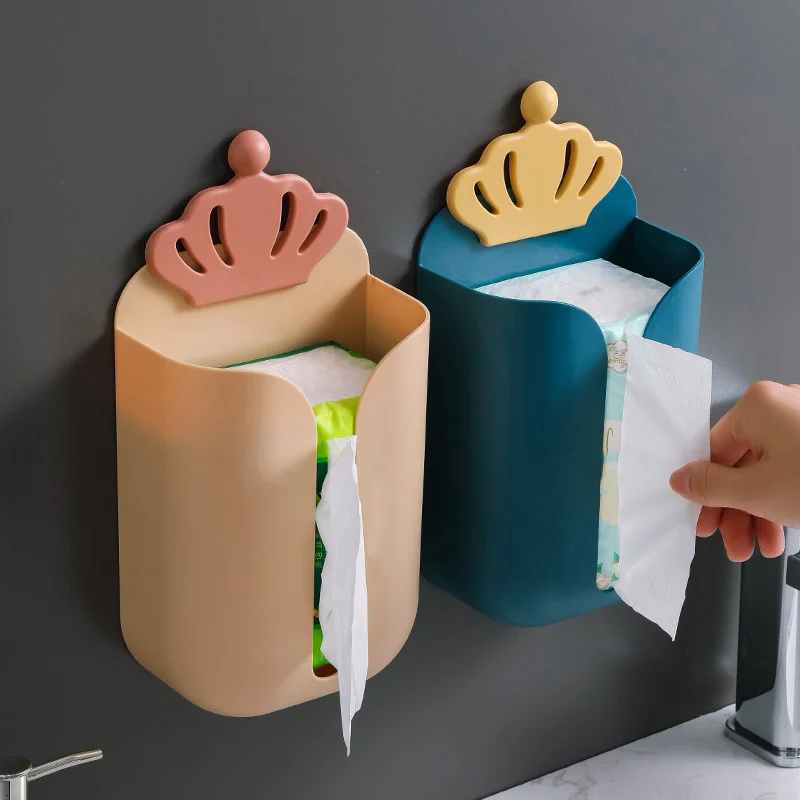 

Wall Mounted Tissue Box Free Punch Drawer Box Space-Saving Toilet Paper Holder Paper Towel Shelf Box Kitchen Organizer