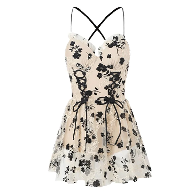 Цельнокроеное женское платье с подтяжками, прикрывающее живот и проявляющее фигуру, сексуальное нижнее белье