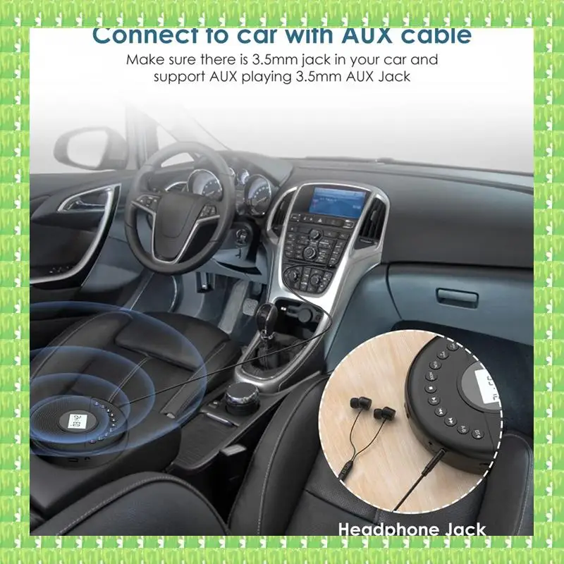 

Bluetooth CD Player Car CD Player With Dual Speaker, Rechargeable Walkman With Headphone AUX Cable For Car