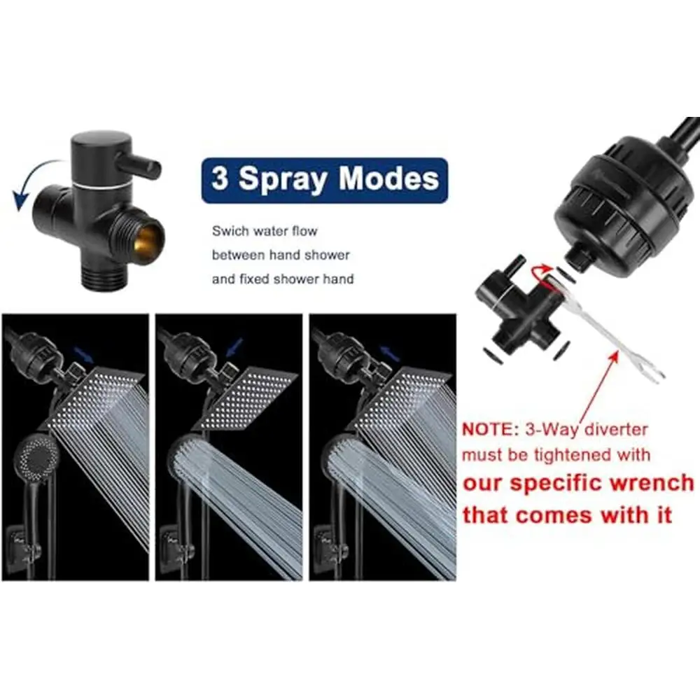 High Pressure Filtered Rain Shower Head Combo 8