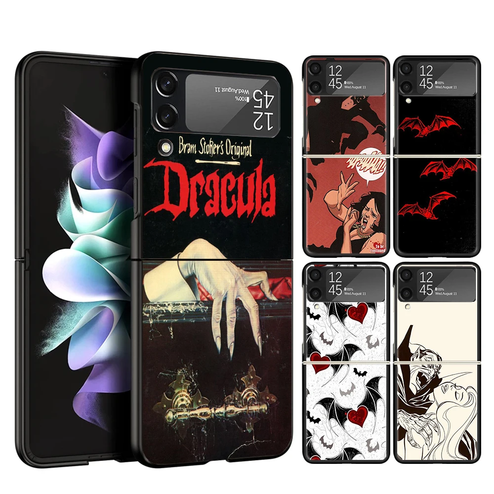 Gothic Vampire Scarlet Art Cover Phone Case For Samsung Galaxy Z Flip 6 5 4 3 5G Flip6 Flip5 Flip4 Flip3 Black Hard Fundas Shell